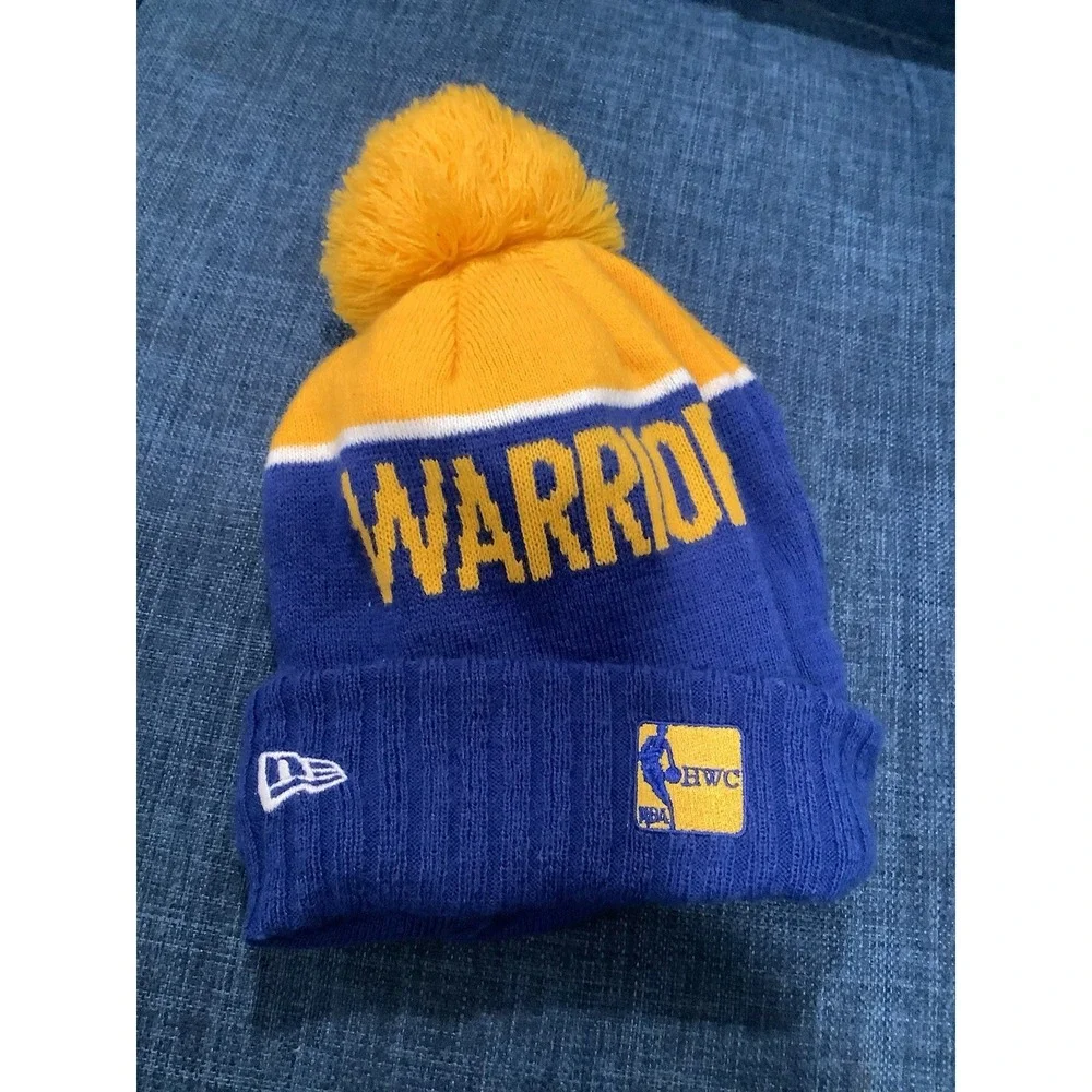 Golden State Warriors NBA New Era Winter Pom Hat One Size Youth